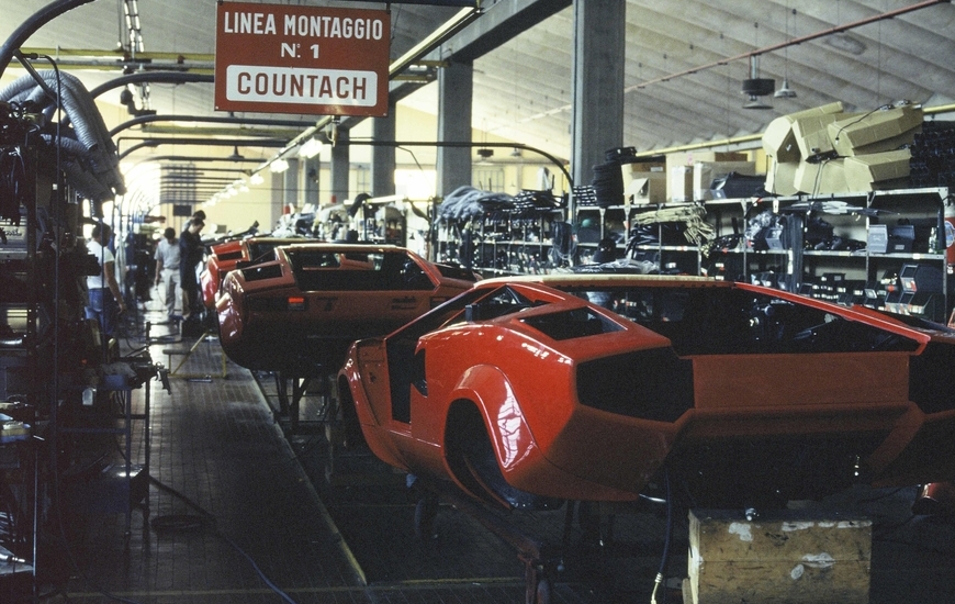 La produzione della Countach (ph. Lamborghini)